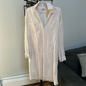 Marie Eiffel maxi shirt dress long sleeve with front pocket